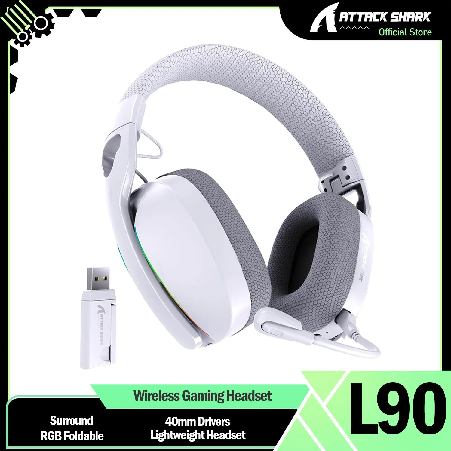 ATTACK SHARK L90 – Professional 7.2 Wireless Headset | Ultra-Light Series