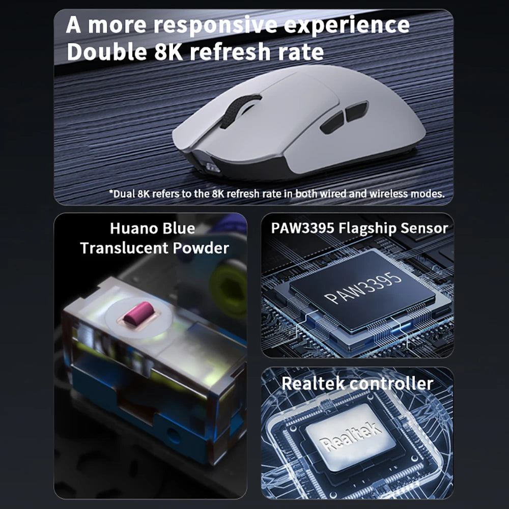 Darmoshark M3 V2 Double 8K: PAW3395 Sensor | 26K DPI Tri-Mode Mouse