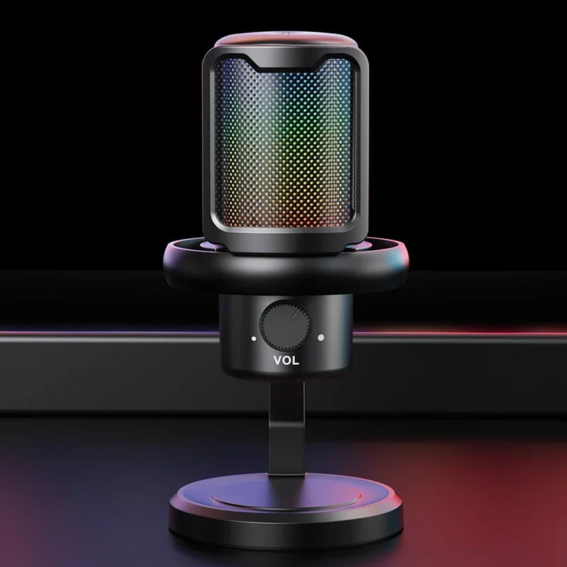 Professional RGB USB Microphone – Noise Reduction & Live Monitoring Series