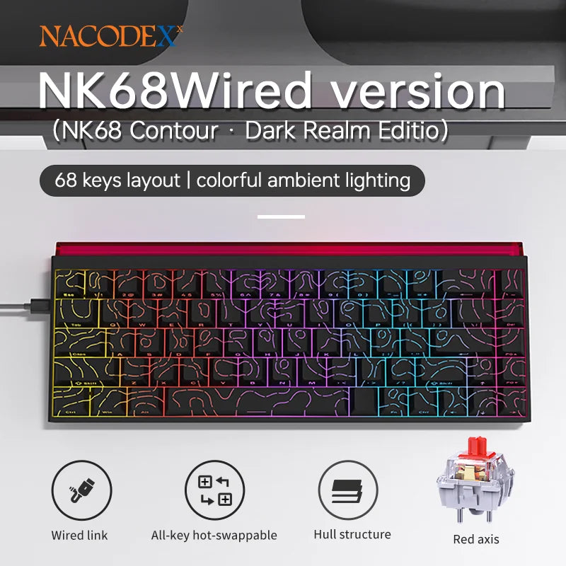 NK68 Terrain Keyboard: RGB Light Bar Mechanical Edition