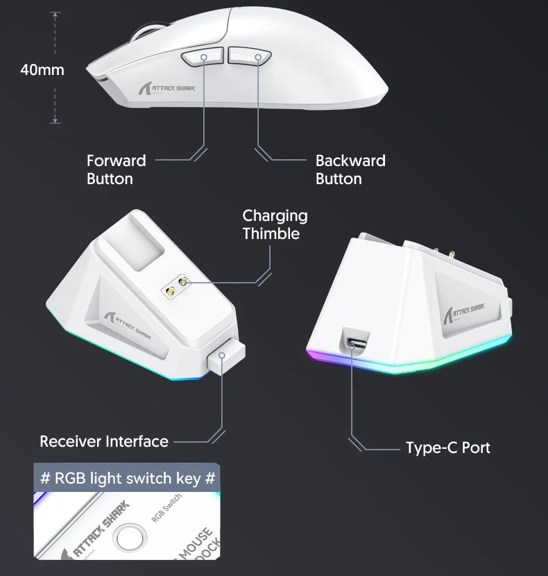 Attack Shark X11 – Wireless Gaming Mouse Series | 1K Hz & RGB Docking