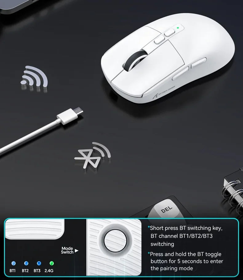 Attack Shark X6: Tri-Mode Wireless Gaming Mouse with Charging Dock