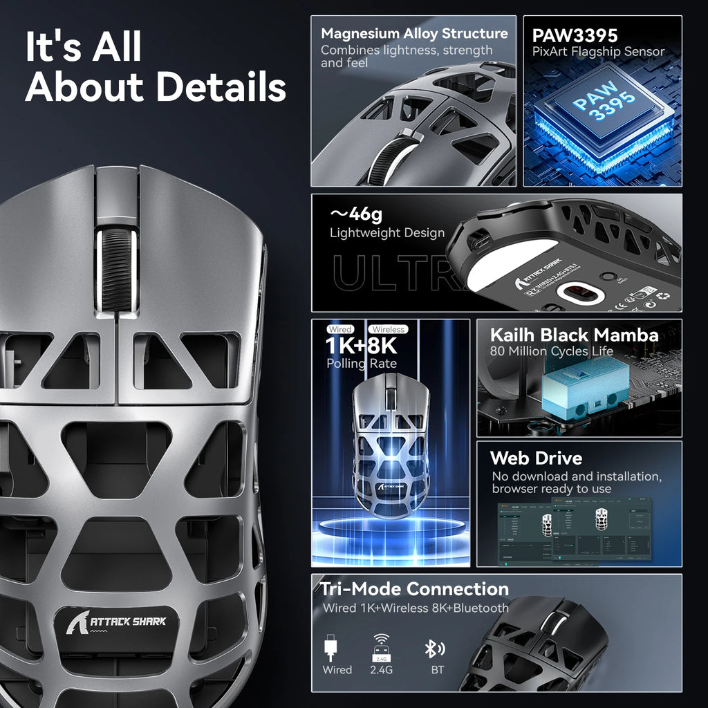 Attack Shark R3: Magnesium Series 8K Hz Wireless Mouse