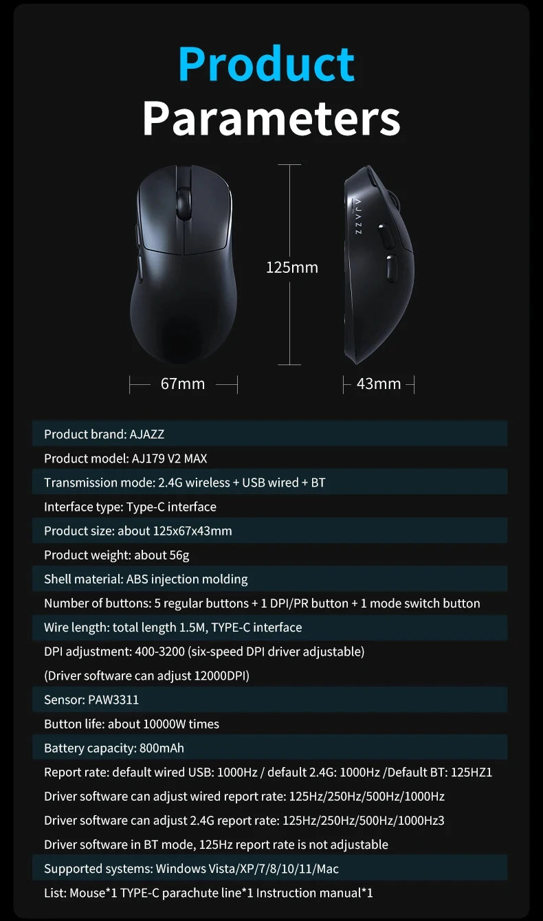 AJAZZ AJ179 – Professional Wireless Mouse with Magnetic Attraction Charging