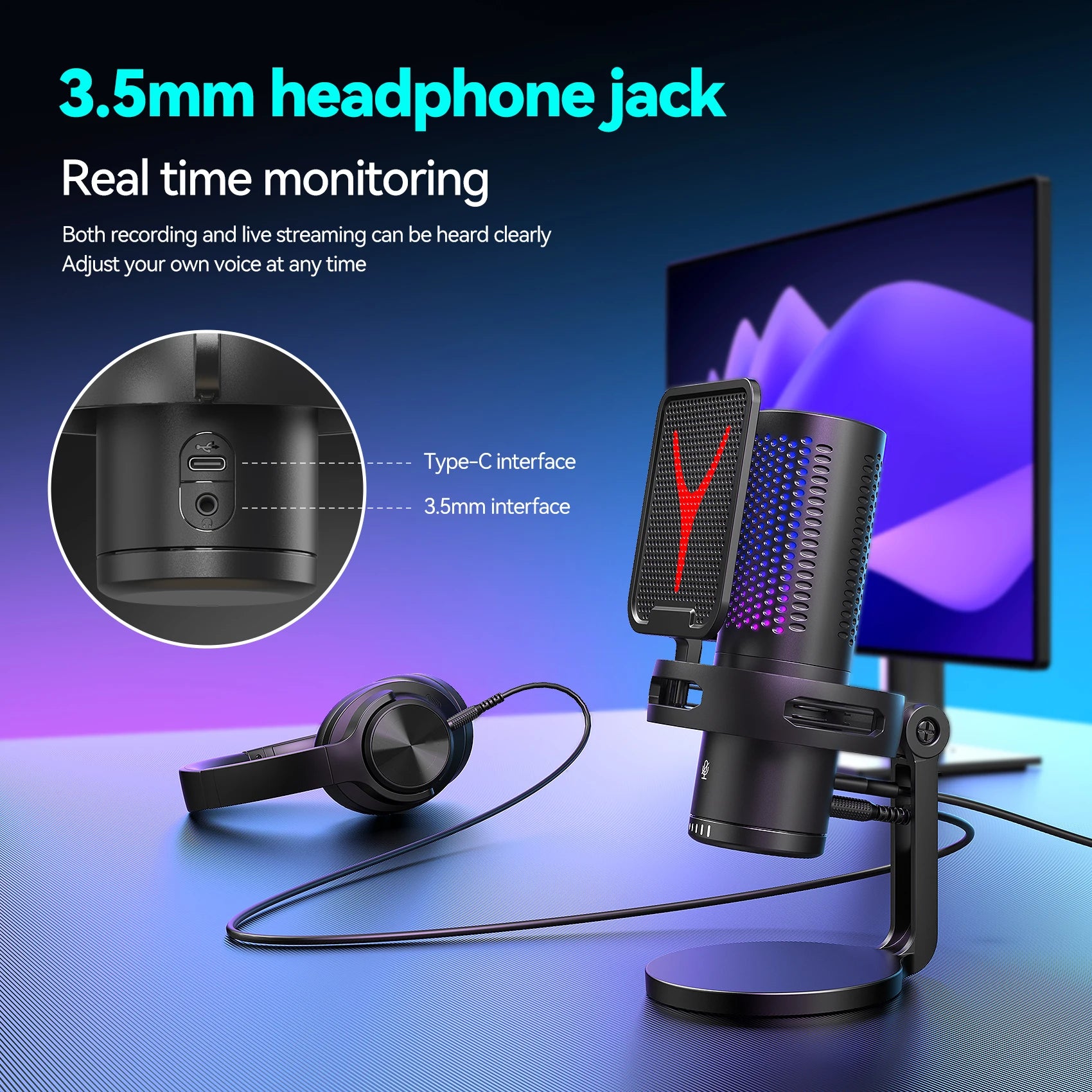 Microphone Titan USB: Professional RGB Streaming Kit