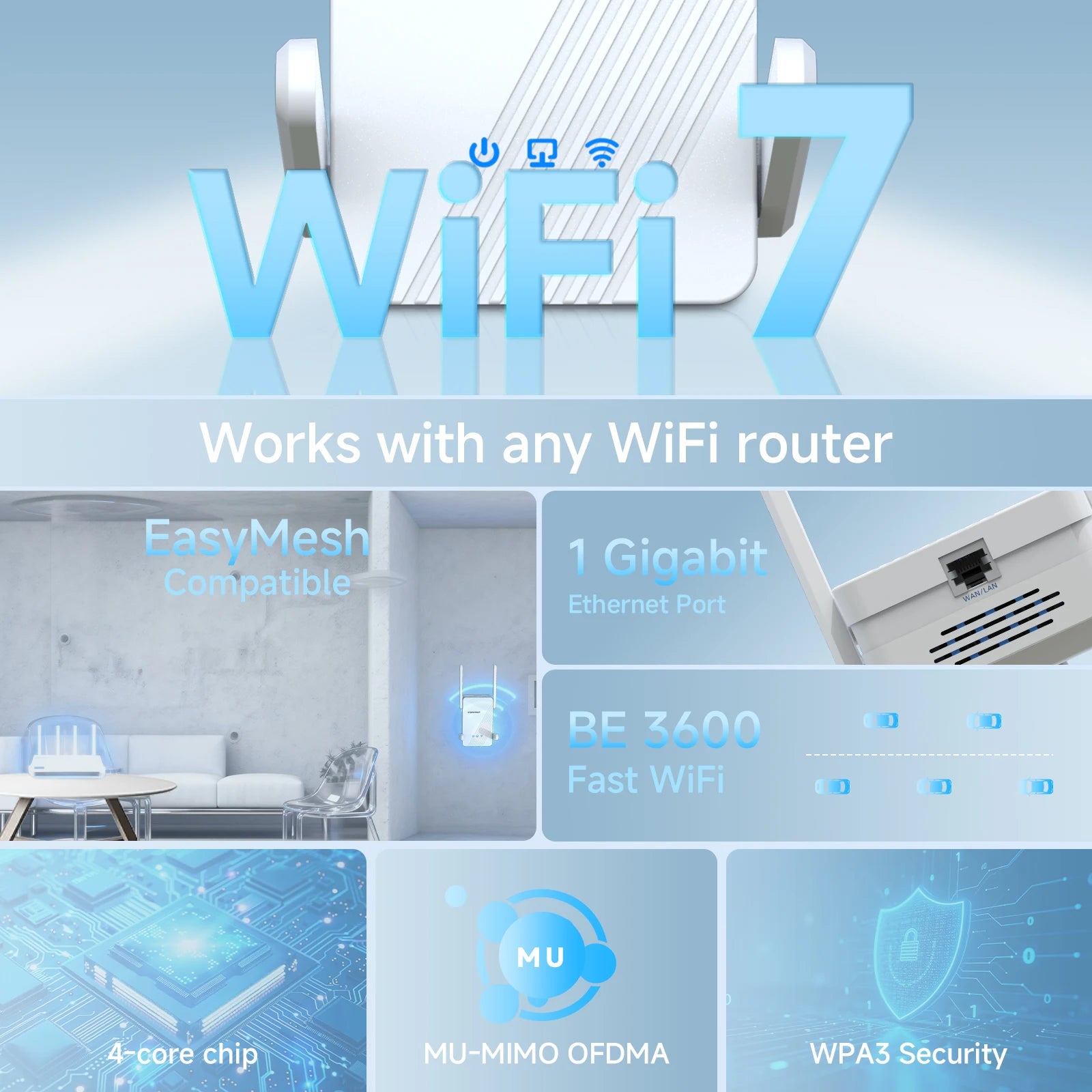 Comfast WiFi 7 Booster: 3600Mbps Ultra-Speed Range Extender