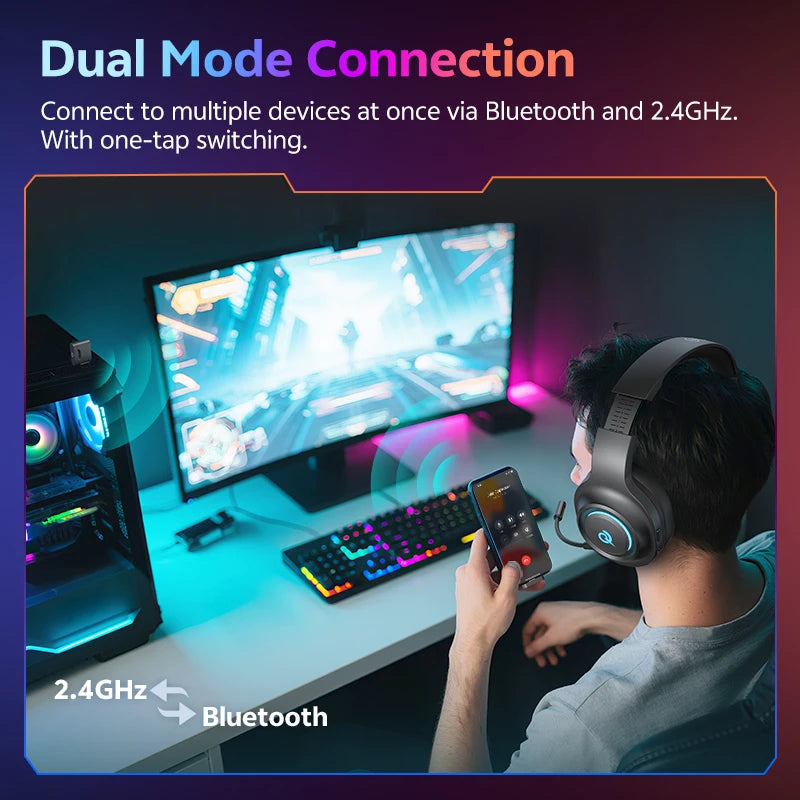 QCY Heroad V200 – Professional Bluetooth 6.0 Gaming Headset | 7.1 Series