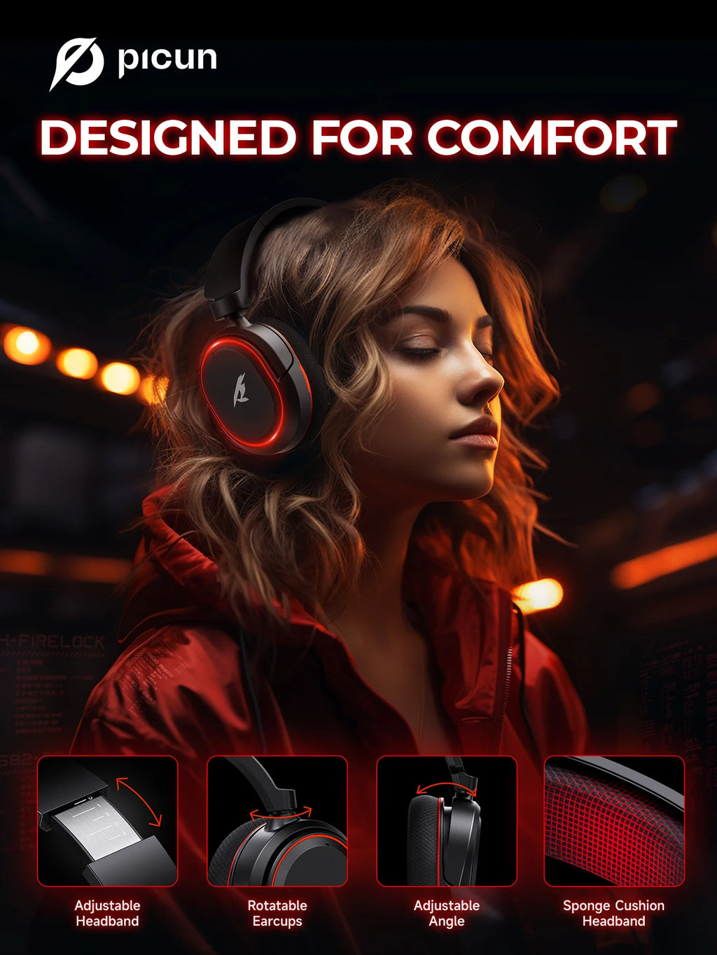 Picun G2 | 5ms Ultra-Low Latency Wireless Gaming Headset with 7.1 Audio