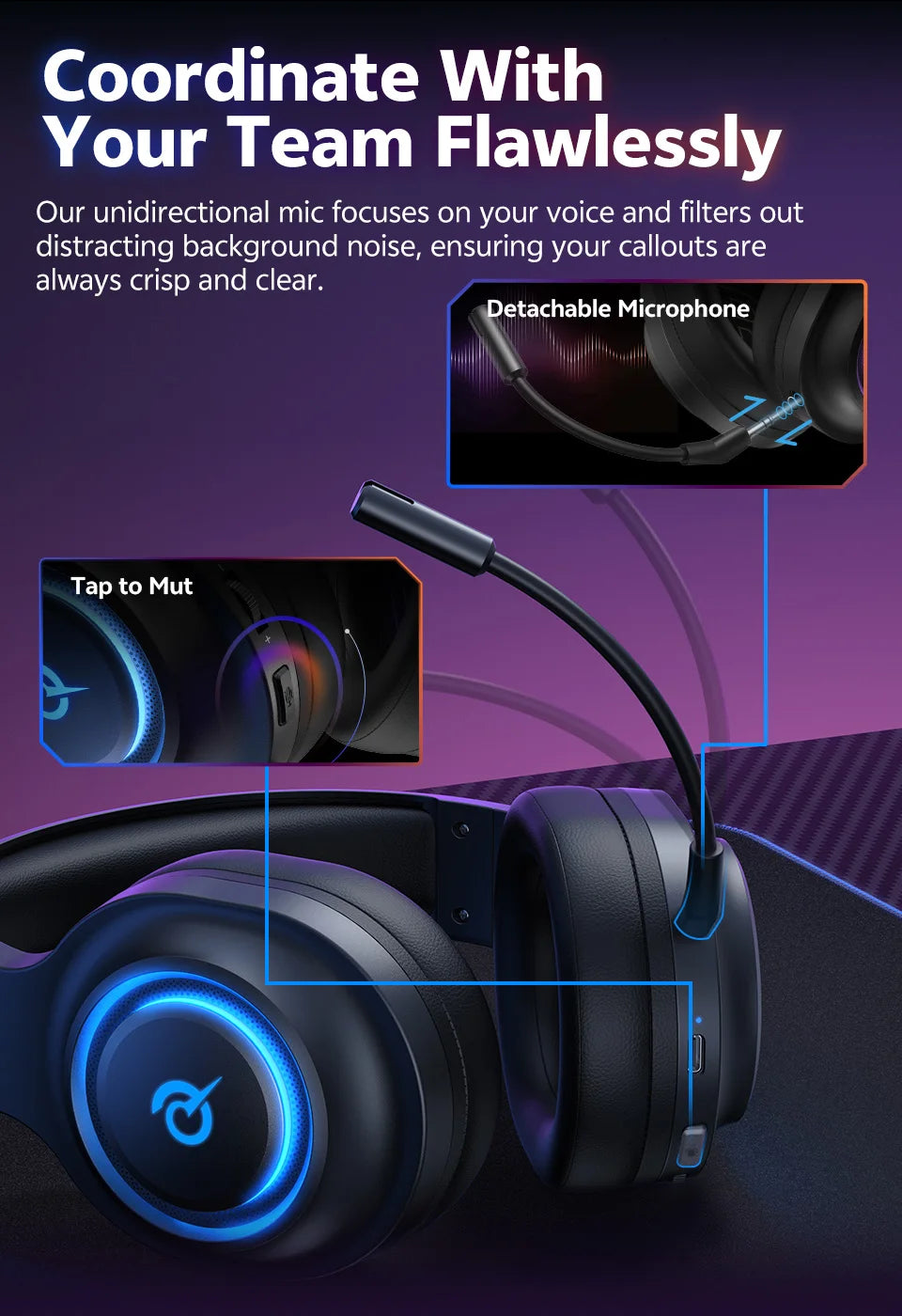 QCY Heroad V200 – Professional Bluetooth 6.0 Gaming Headset | 7.1 Series