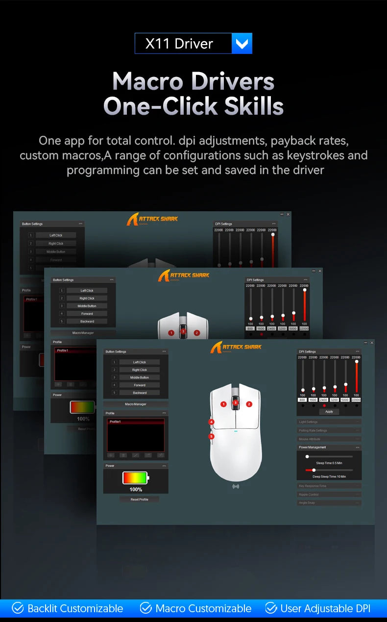 ATTACK SHARK X11SE Ultra-Light: 63g Wireless Gaming Mouse (22K DPI)