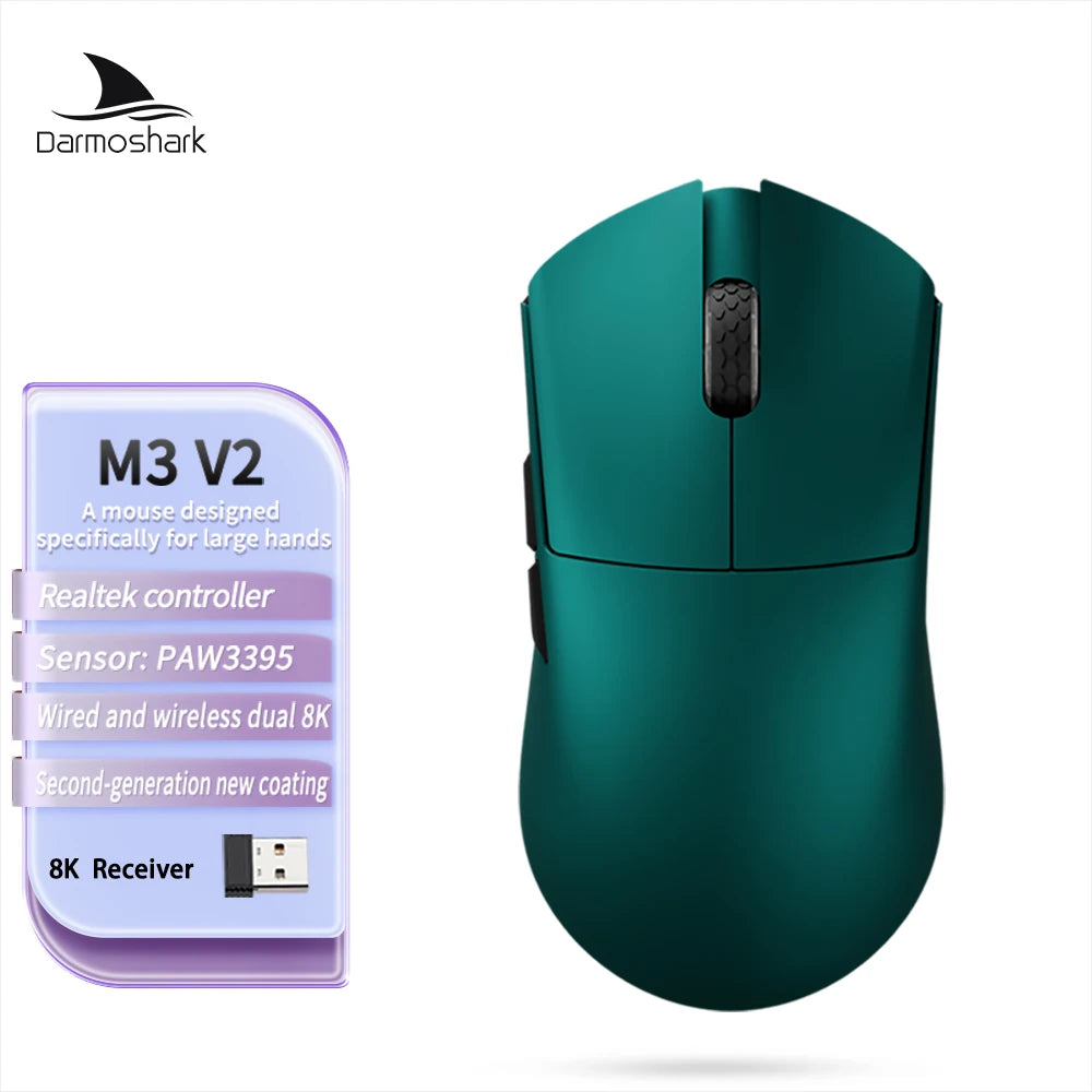 Darmoshark M3 V2 Double 8K: PAW3395 Sensor | 26K DPI Tri-Mode Mouse