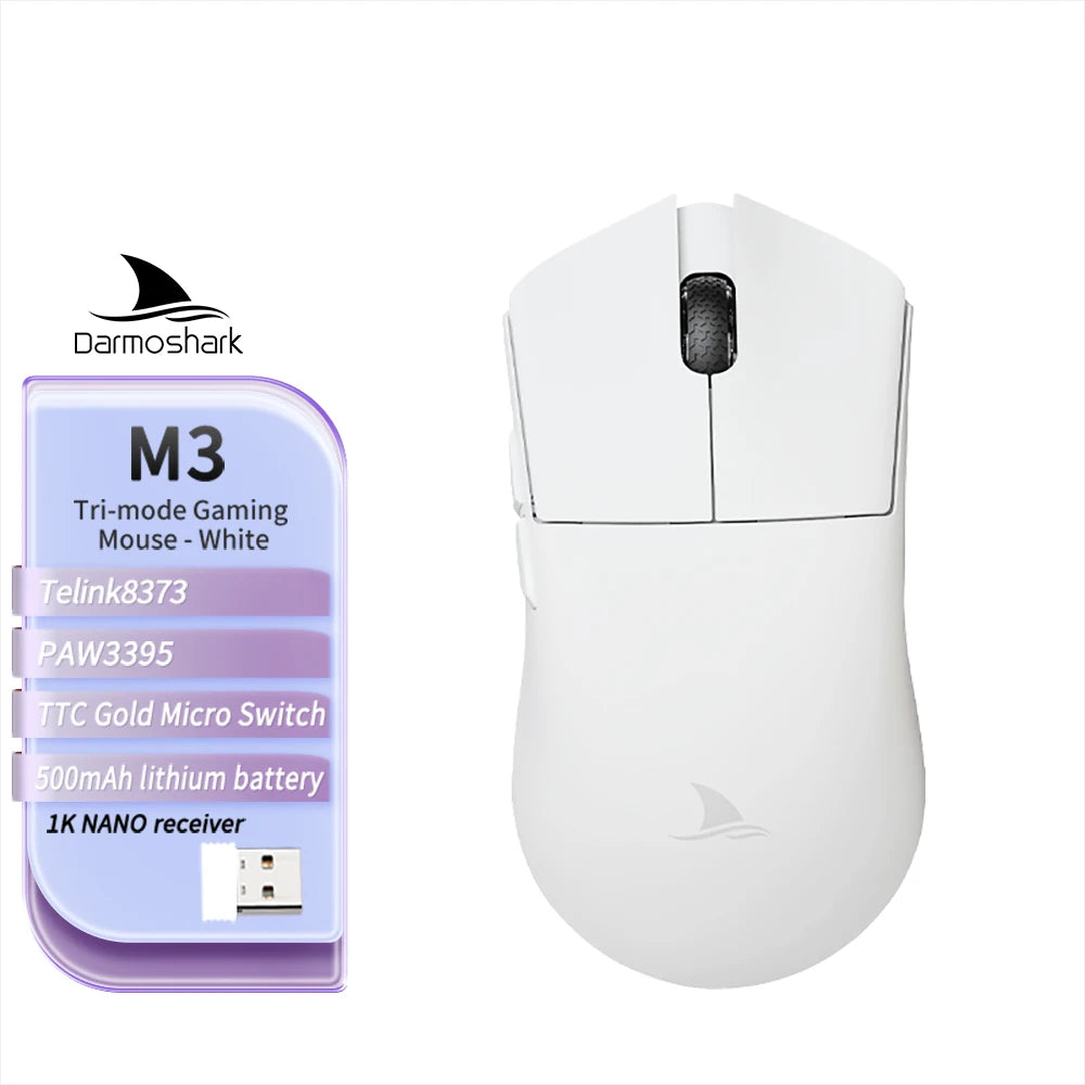 Darmoshark M3 V2 Double 8K: PAW3395 Sensor | 26K DPI Tri-Mode Mouse