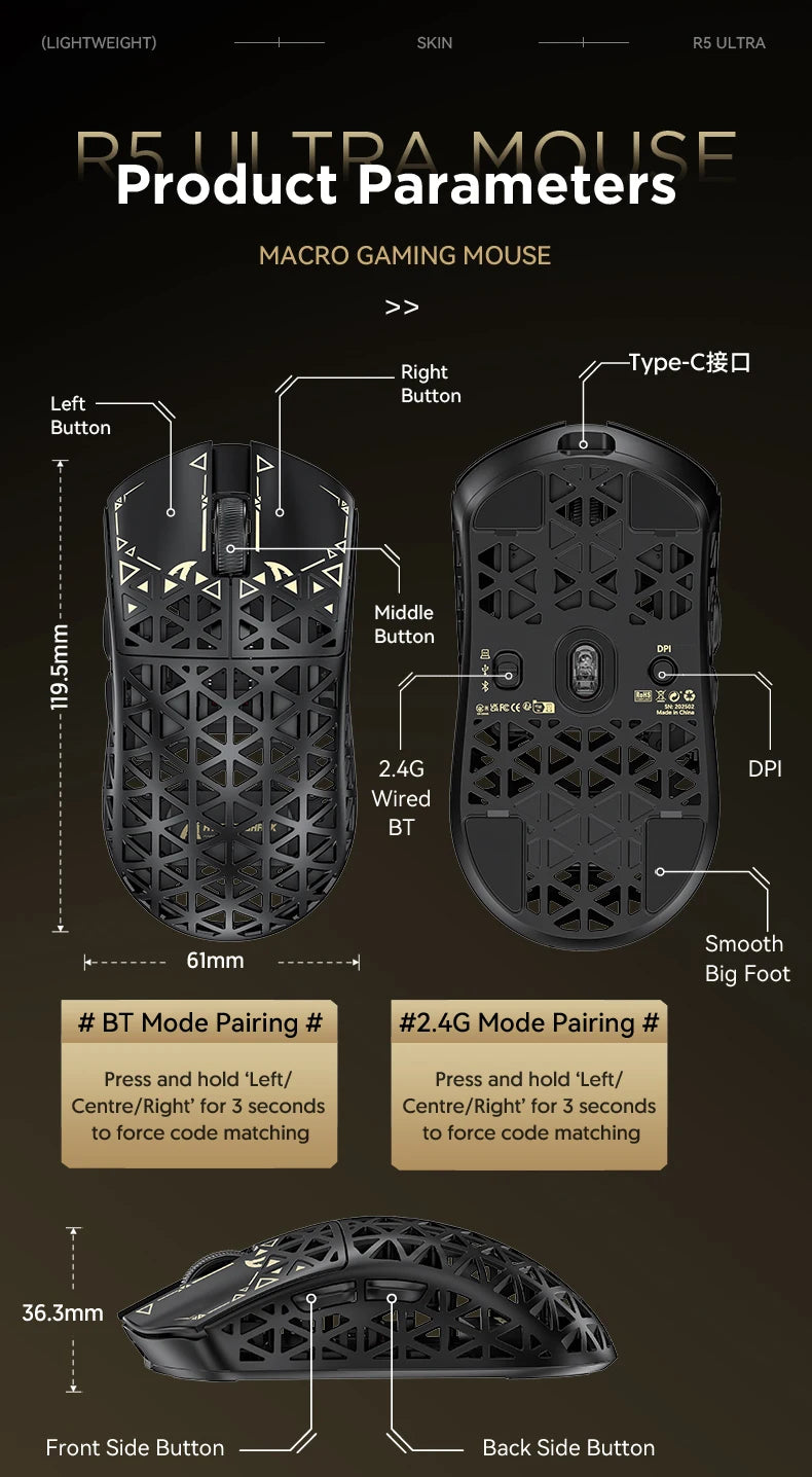 Attack Shark R5 Ultra: Carbon Fiber 8K Gaming Mouse