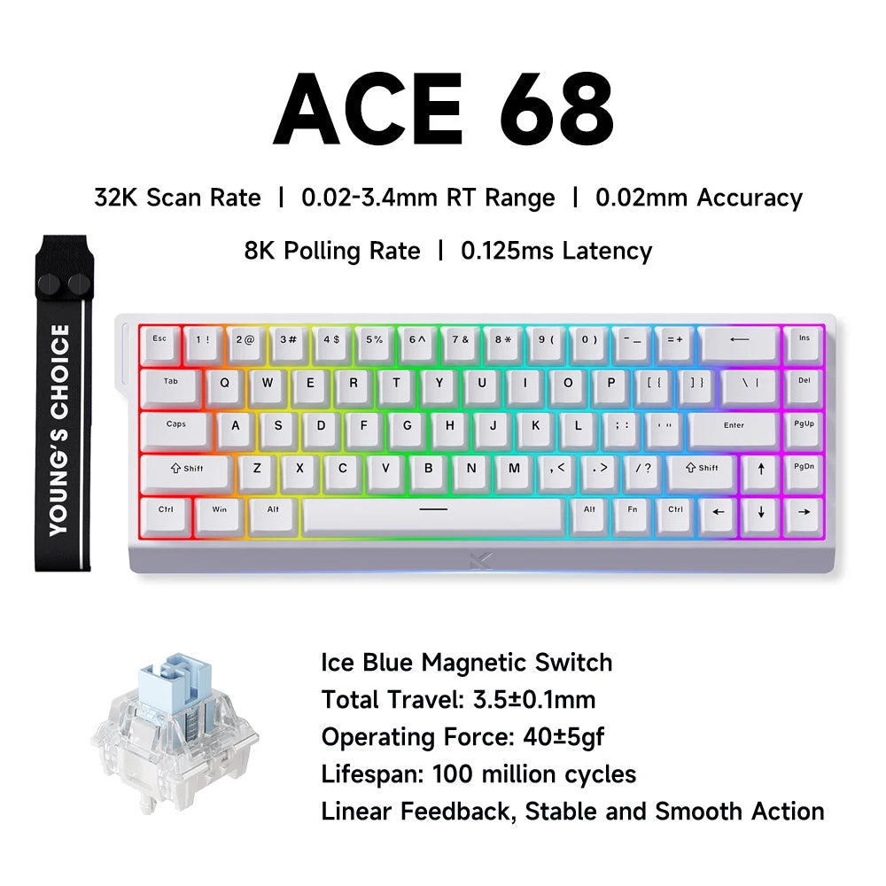 Ace 68 Pro Keyboard: 8K Hz Hall Effect Magnetic Edition