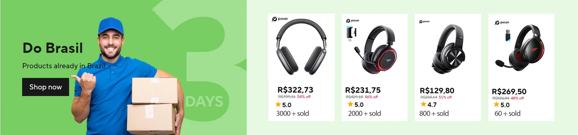 Picun G2 | 5ms Ultra-Low Latency Wireless Gaming Headset with 7.1 Audio