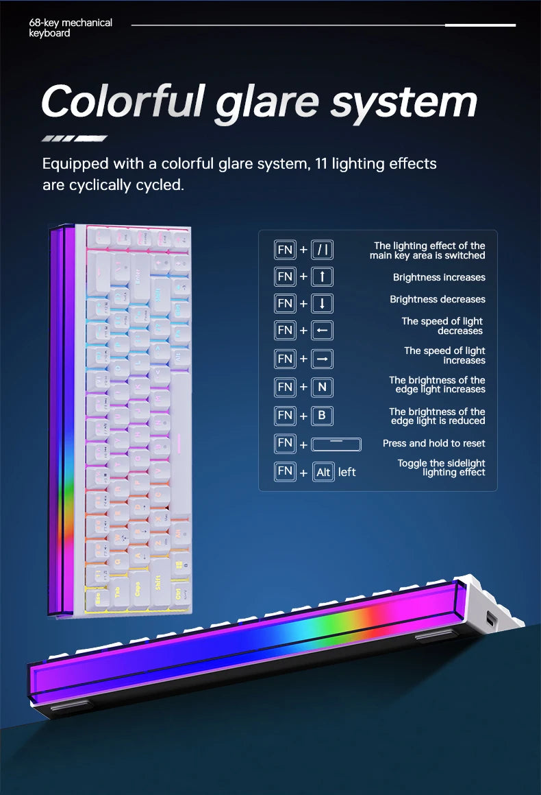 NK68 Terrain Keyboard: RGB Light Bar Mechanical Edition