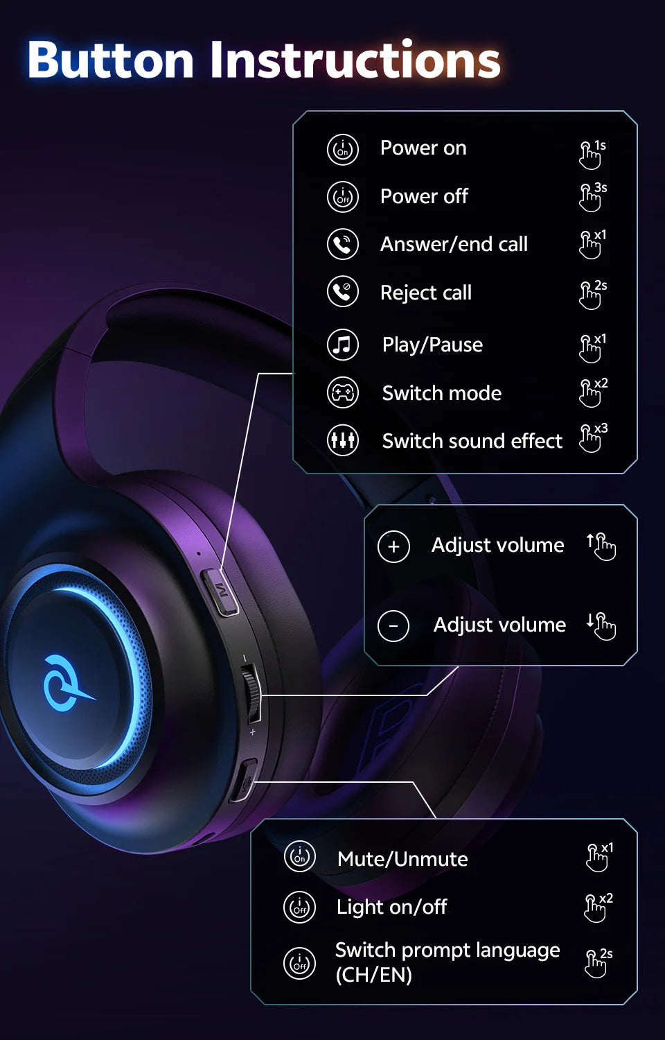 QCY Heroad V200 – Professional Bluetooth 6.0 Gaming Headset | 7.1 Series