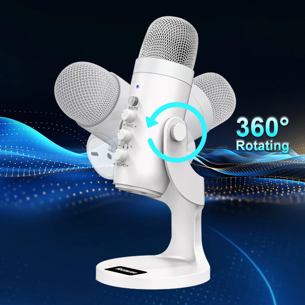 Haomuren White Series – Professional USB Studio Mic for Content Creators