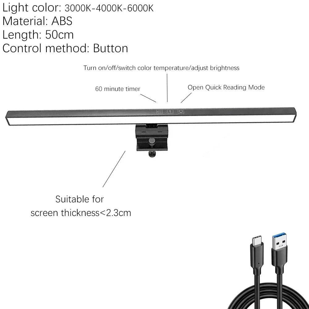Lumina Pro: Dual-Source Monitor Light Bar with RGB Backlight