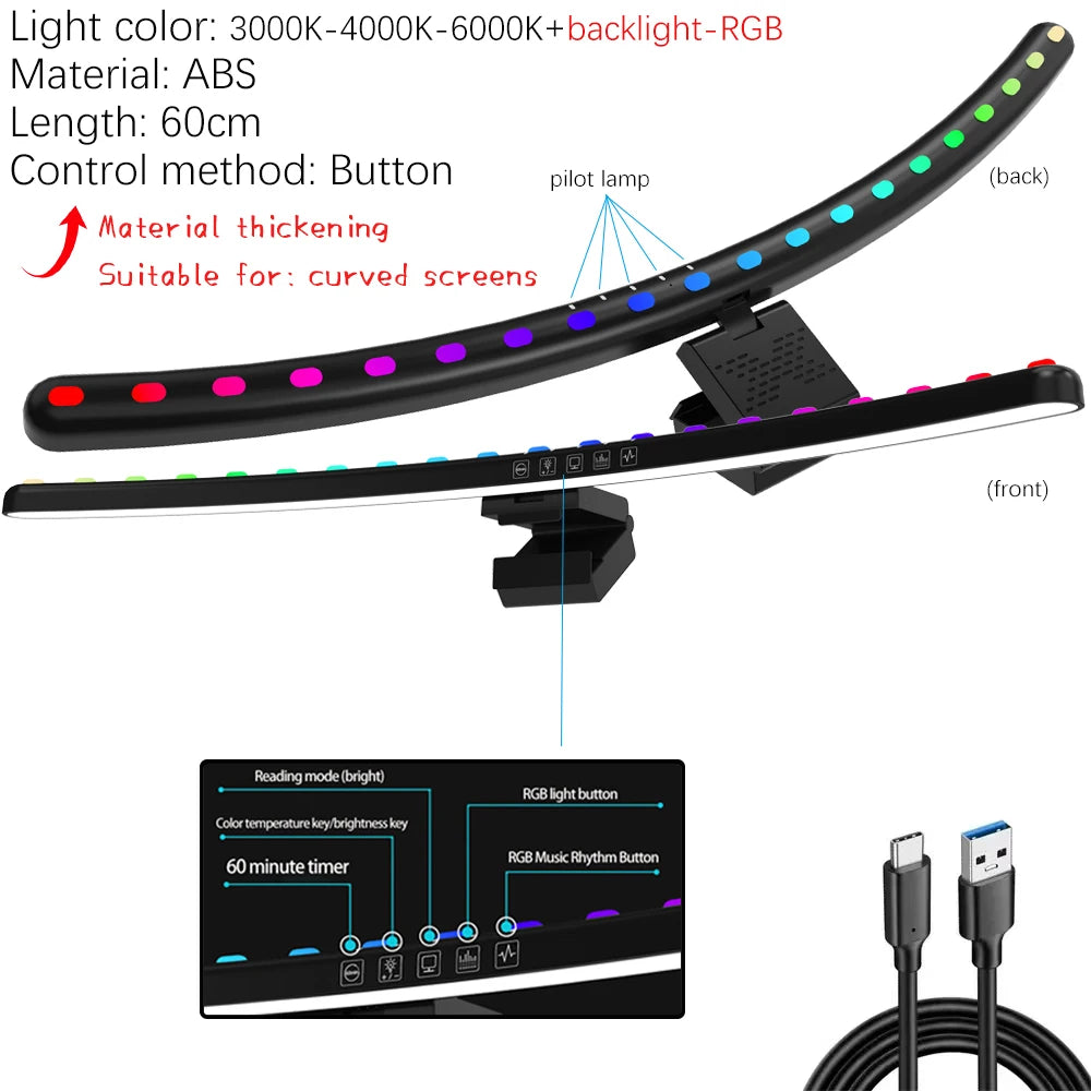 Lumina Pro: Dual-Source Monitor Light Bar with RGB Backlight