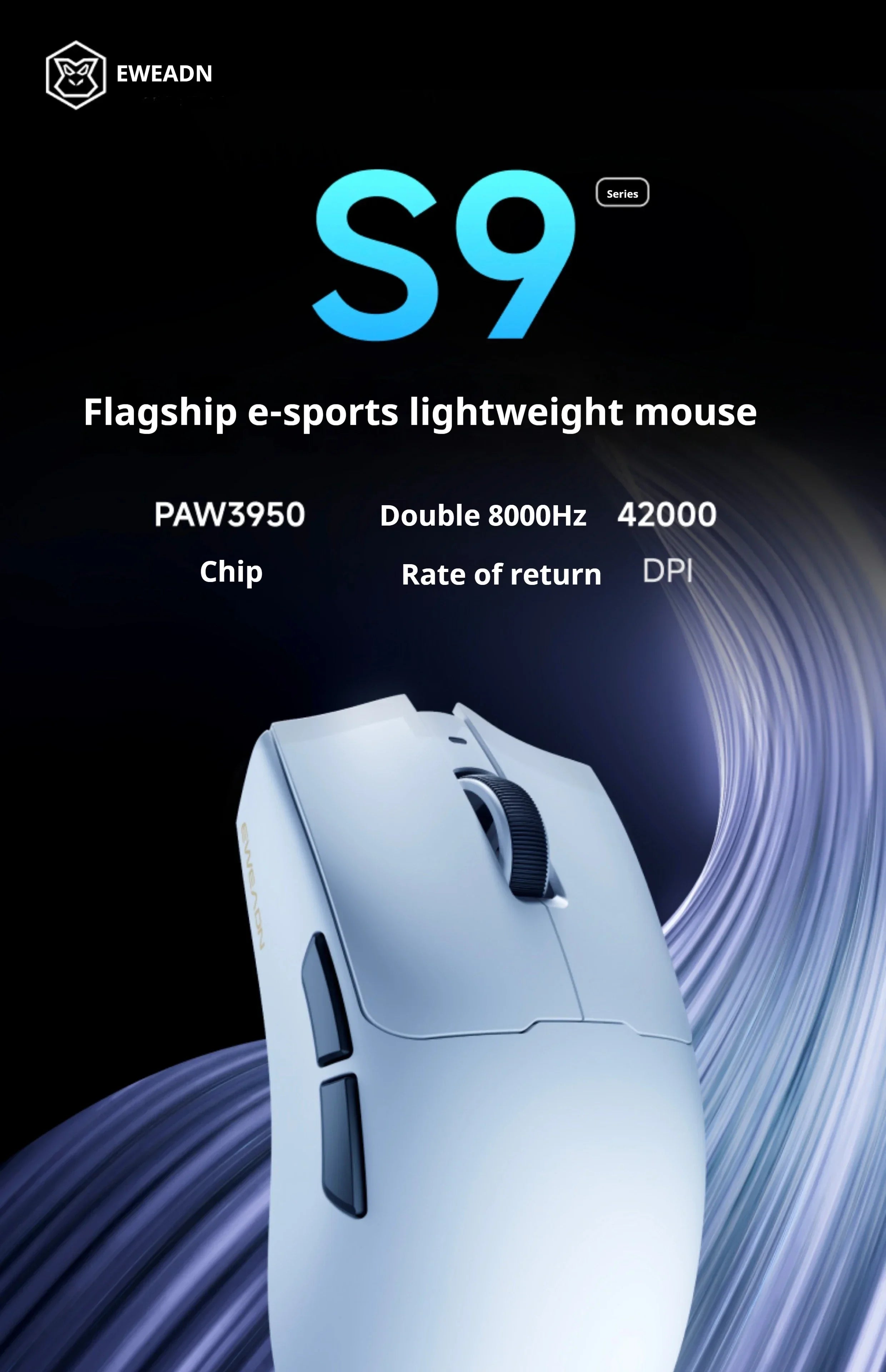 EWEADN S9 Pro: PAW3395 Professional Wireless Mouse 8K Hz