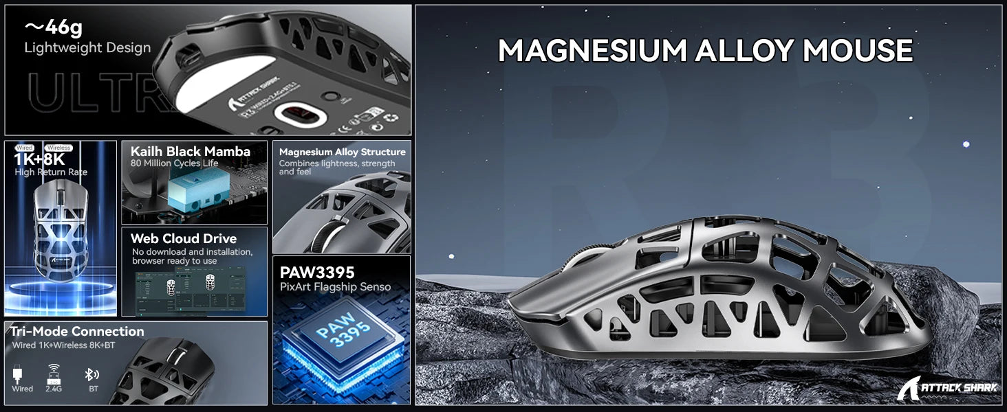 Attack Shark R3: Magnesium Series 8K Hz Wireless Mouse